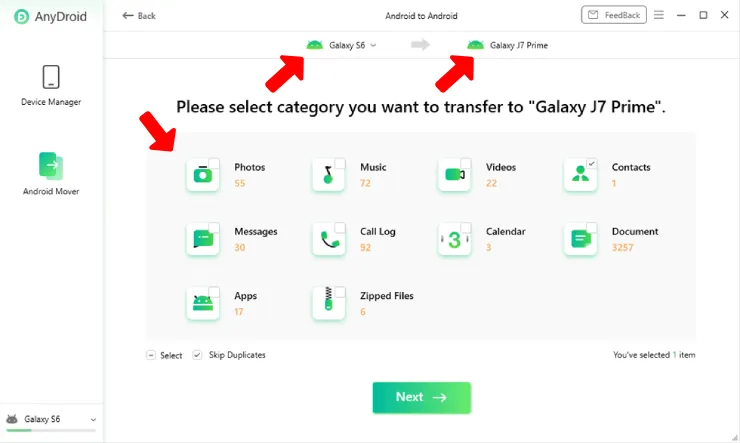 انتقال اطلاعات از سامسونگ به شیائومی با برنامه AnyDroid