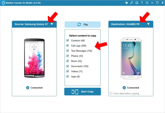 جابجایی اطلاعات از طریق برنامه MobiKin Transfer for Mobile