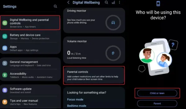 قابلیت کنترل کودکان در گوشی سامسونگ