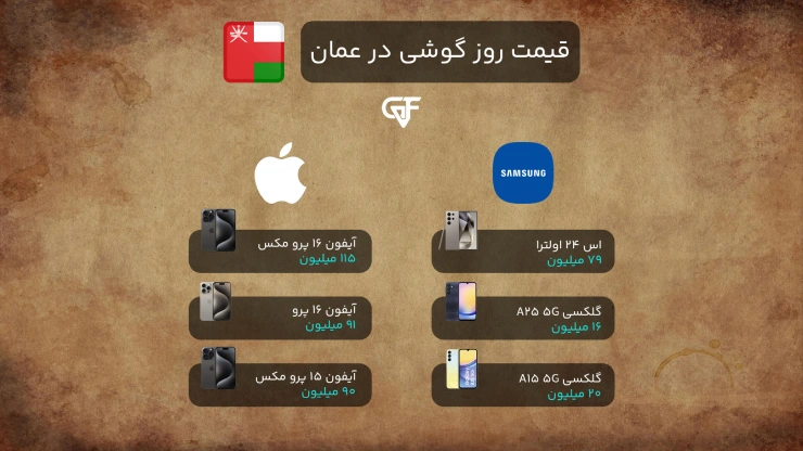 لیست قیمت گوشی در عمان