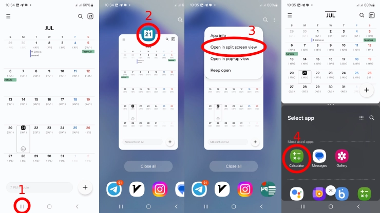 استفاده همزمان دو برنامه در سامسونگ