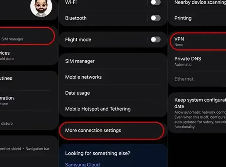 تنظیمات VPN در گوشی سامسونگ
