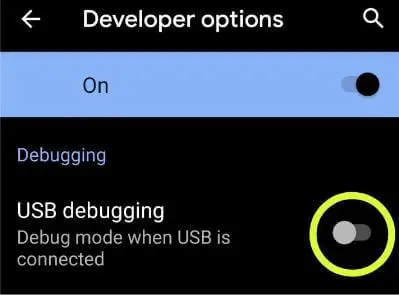 فعال سازی USB debugging اندروید 10