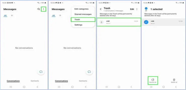 بازیابی اس ام اس های پاک شده از گوشی سامسونگ