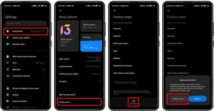 رفع مشکل اینترنت ایرانسل در شیائومی از طریق ریست فکتوری